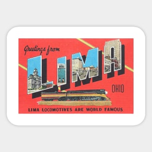 Greetings from Lima, Ohio - Vintage Large Letter Postcard Sticker